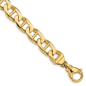 14k Yellow Gold Men's 10.3mm Fancy Anchor Link w Fancy Lobster Clasp Bracelet 9"